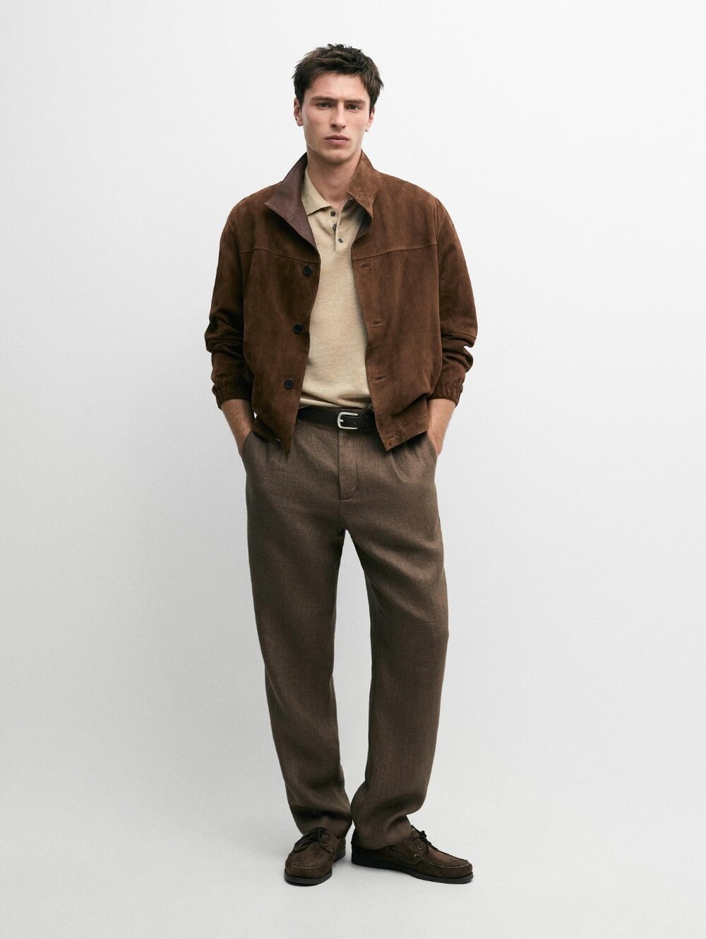 NWOT Massimo Dutti Brown Ochre 100% Linen Trousers Casual Quiet Luxury Preppy